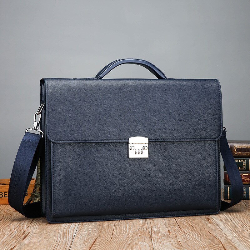 Bag Business Briefcase Briefcases Lock Shoulder Hand Bag 15.6 Inch Laptop Bag: blue small