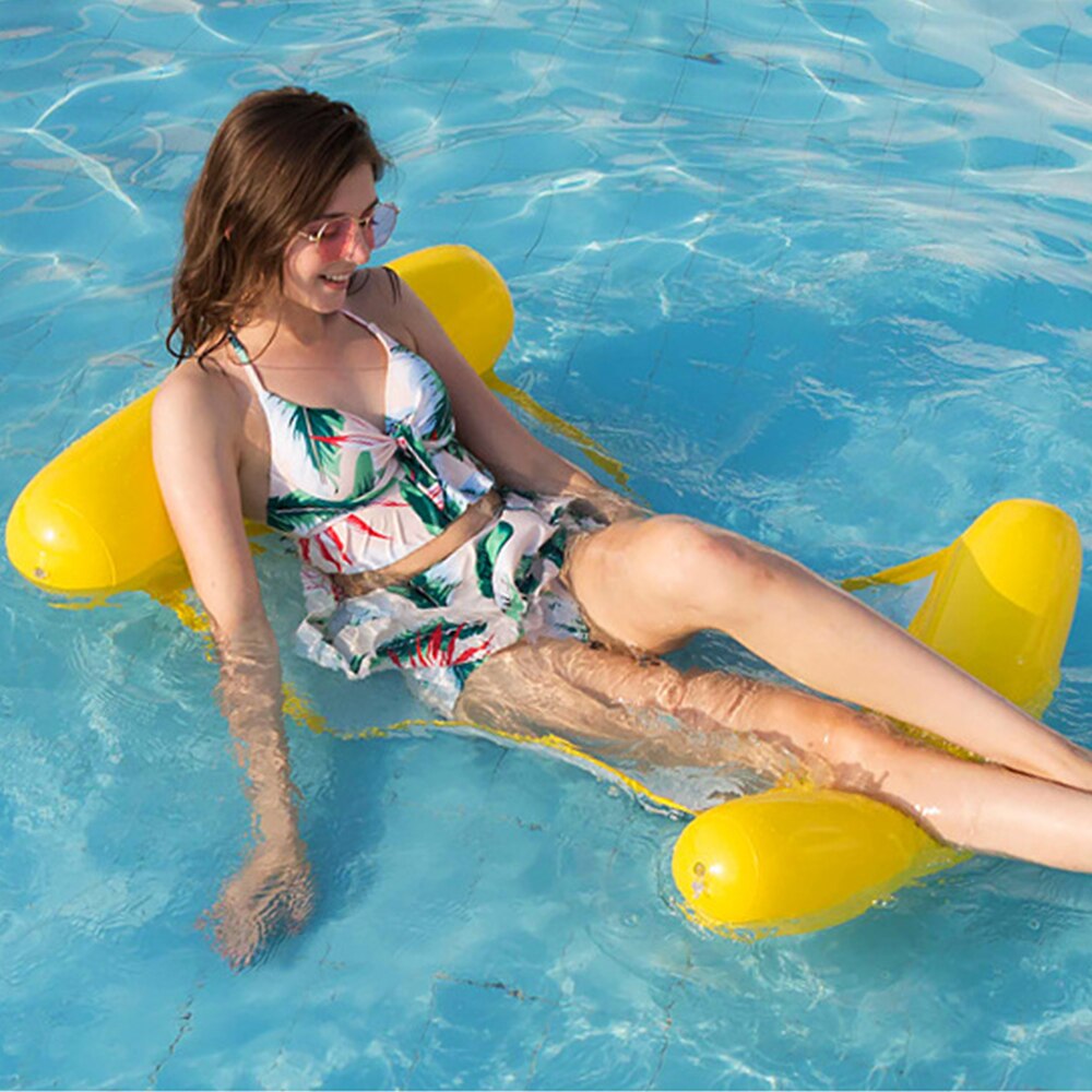Floating Water Hammock Float Lounger Floating Toys Inflatable Floating Bed Chair Swimming Pool Foldable Inflatable Hammock Bed