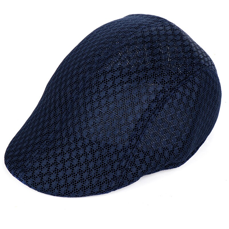 Berretti da uomo con cappuccio piatto in Mesh visiera con cappuccio in maglia scavata di colore puro cappelli da sole estivi traspiranti: navy blue