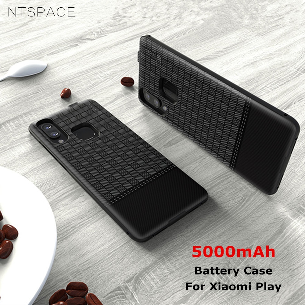 NTSPACE, funda de energía para Xiaomi Mi Play, funda para cargador de batería, batería de respaldo extensible de 5000mAh, funda para carga de batería con Clip trasero