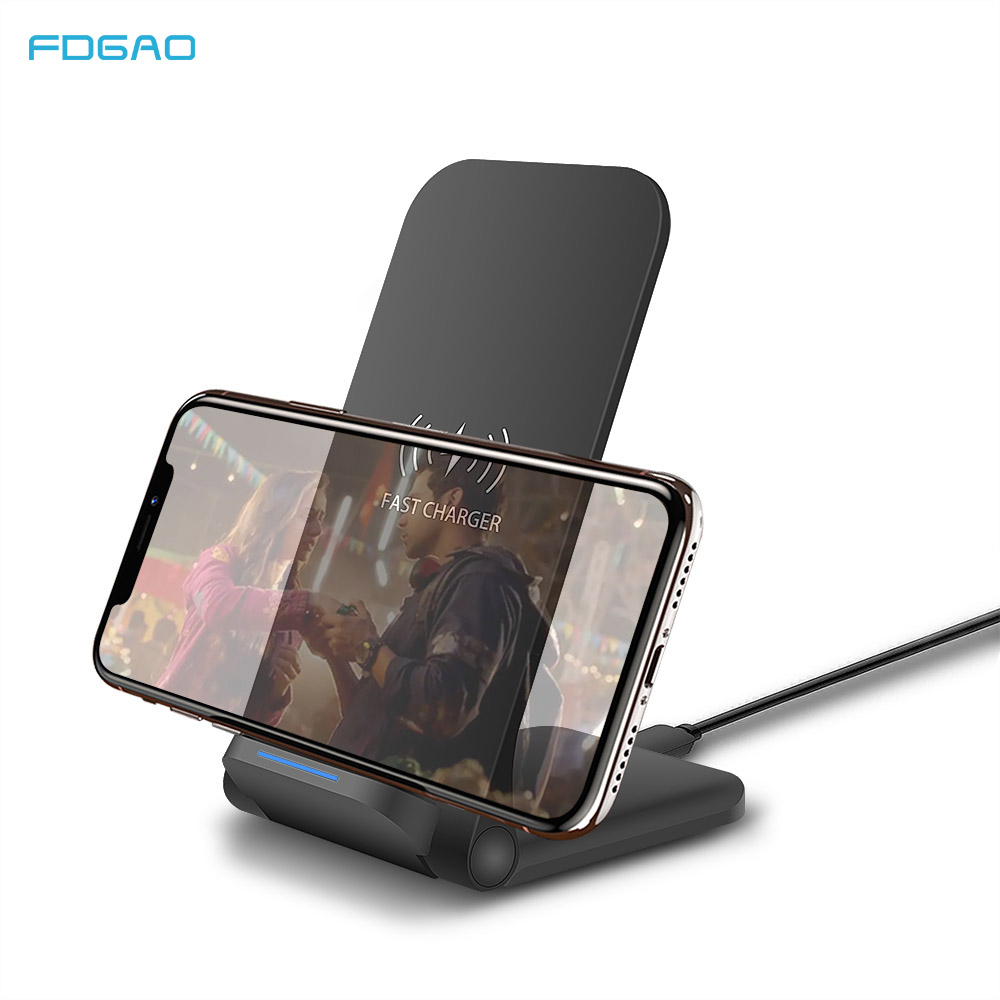 FDGAO 15W Qi Wireless Charger Stand For iPhone 11 Pro XS MAX XR X QC 3.0 Type C Fast Charging Holder For Samsung S9 S10 Note 10