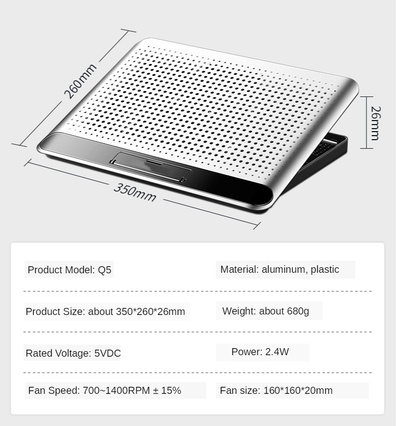 Gaming Pc Laptop Stand Cooler Dual Usb Laptop Cooling Verstelbare Ondersteuning Notebook Stand Met Ventilator Voor Macbook Pro Notebook Houder