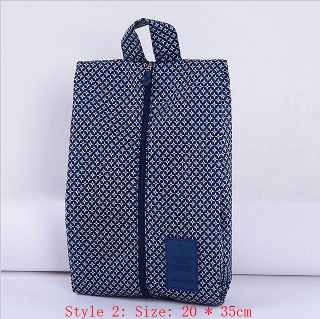 Draagbare Waterdichte Schoenen Bag Travel Opslag Pouch Pocket Verpakking Cubes Handvat Nylon Rits Organisator Schoen Tas z30-1: Style2 Navy star