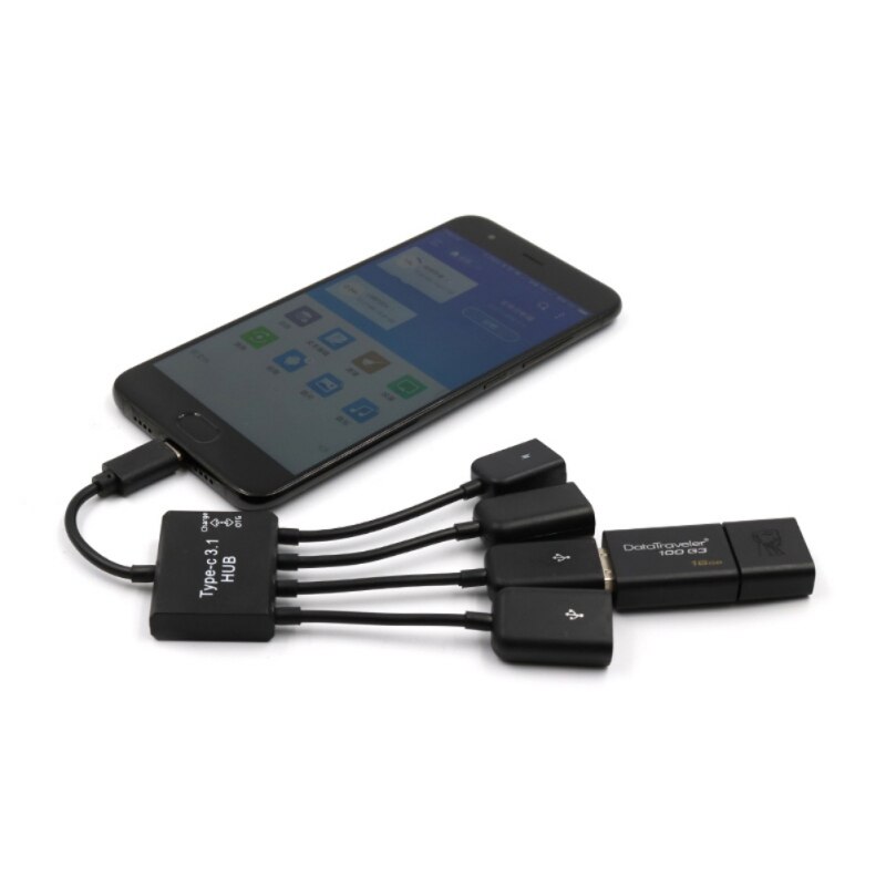 4-in-1 Type-C to Micro USB OTG HUB with Power Supply OTG Type C Hub Multifunction USB Hub With Charging Cables