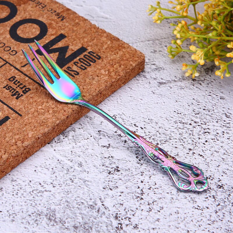 Vacclo 1pc Stirring Coffee Spoon 304 Stainless Steel Cutlery Round Square Shaped Vintage Dessert Spoon Fork Kitchen Accessories: CR4