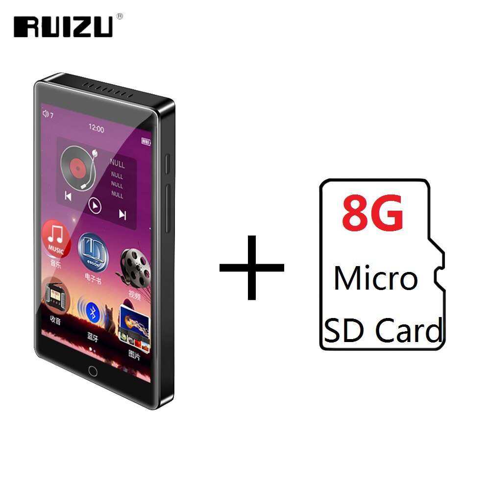 RUIZU H1 Bluetooth MP3 Player Portable Music Player Full Touch Screen MP3 MP4 Player With Speaker FM Radio Recording Video Ebook: With 8G TF Card