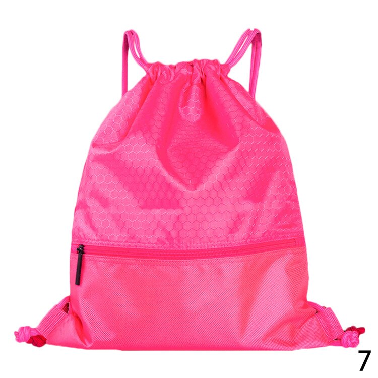 Draagbare heren dames trekkoord rugzak grote capaciteit reistassen kinderen meisjes nylon schoudertas met rits: Fuchsia