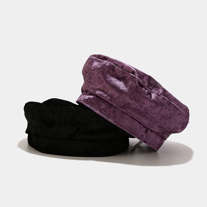 beret lue dame vinter måke fløyel ensfarget uformelt marine lue retro varm lue