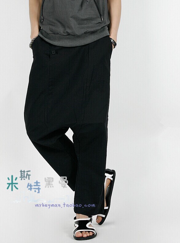 S-6XL! heren laag kruis rechte wijde broek met laag kruis baggy broek.: 31