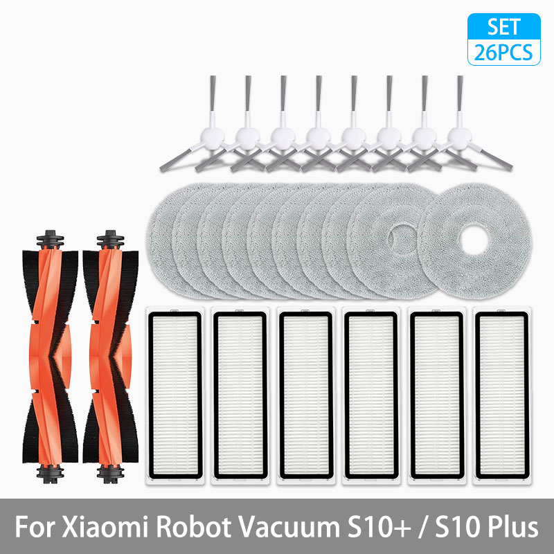 Para xiaomi robô vácuo s10 +/s10 plus acessórios escova lateral principal filtro hepa mop pano pano peças de reposição: Luz amarela
