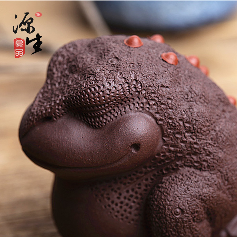 Morado Yixing arcilla mascota té tres patas oro sapo hecho a mano-boutique té jugar la ceremonia del té accesorios de juego de té suerte escultura