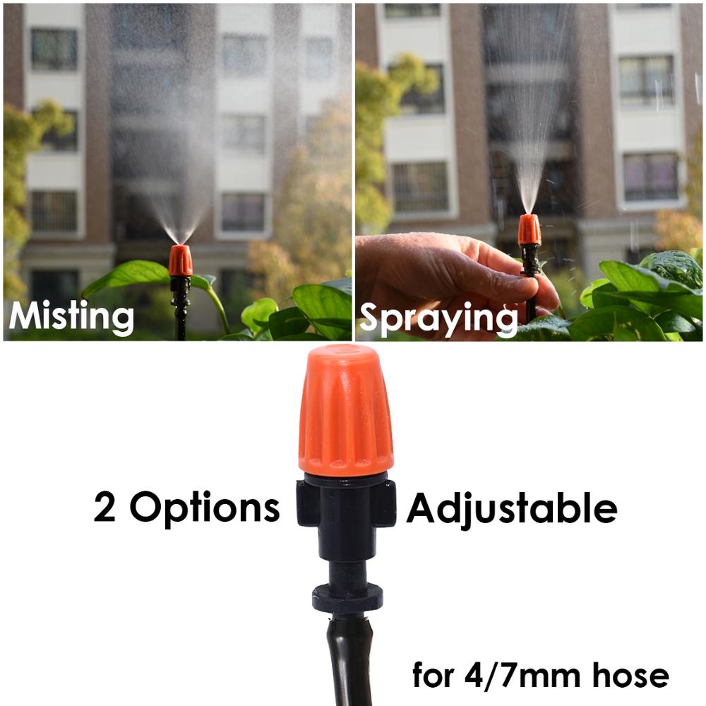 Kesla 20 stk justerbar misting dyse gevind barb barb tee have vanding vandings sprinkler til 4/7mm 1/4 '' pe pvc slangeslange