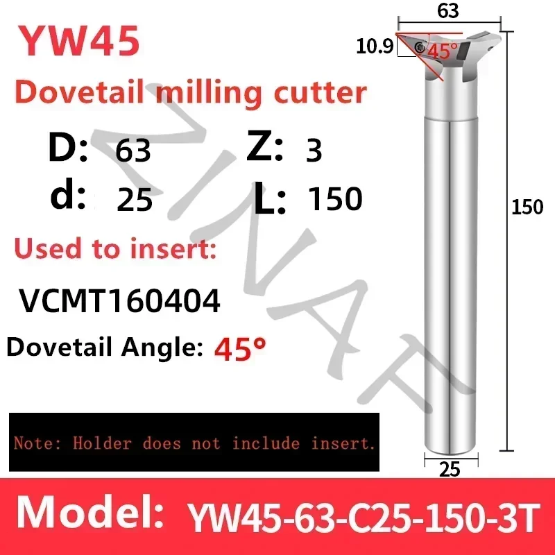 YW45 YW55 YW60 cortador ranurado de cola de milano 45 ° 55 ° 60 ° Fresa angular Máquina cortadora de fresado con ranura en V CNC para VCMT 080204 DCMT11