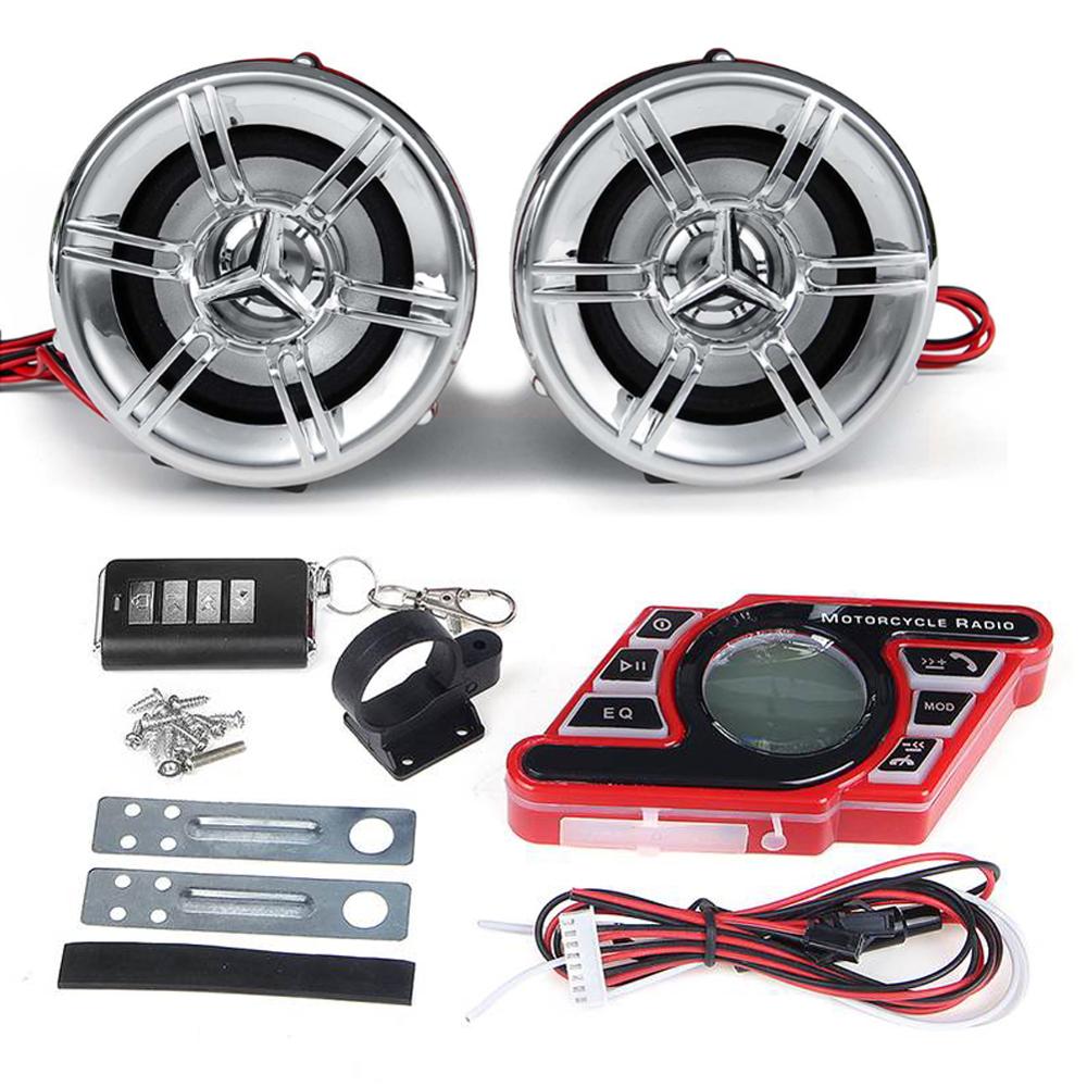 2Pcs Motorcycle Bluetooth Speaker Stuur Usb Fm MP3 Afstandsbediening Microfoon Versterker Motorfiets Radio