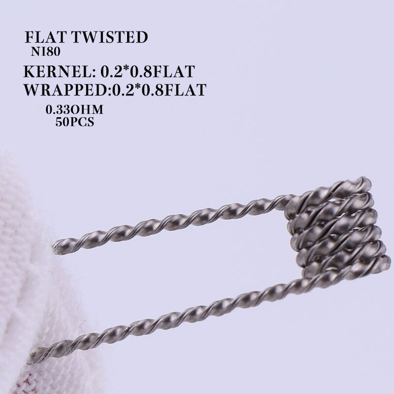 XFKM NI80 50/100 pcs twisted Fused Bijenkorf clapton coils premade wrap Alien Mix twisted Quad Tijger Verwarming Weerstand rda coil: flattwisted-ni80-50