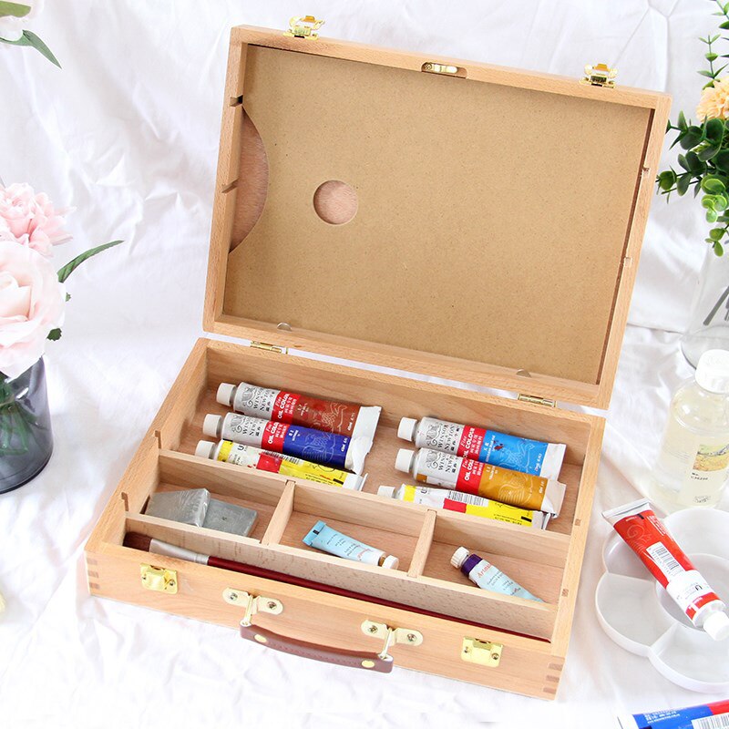 Olie Verf Koffer Artist Houten Tafel Doos Schildersezel Schilderen Doos Draagbare Desktop Schets Schilderen Hardware Art Supplies Kids