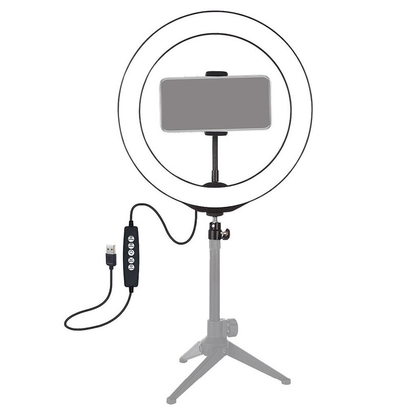 -Led Ring Light Rgb Kleurrijke Dimbare Usb Ring Licht Voor Live Video 13 Inch/33Cm Met telefoon Clip: Default Title