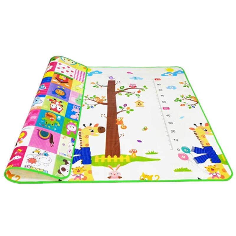Estera de juego para gatear para bebé, alfombrilla para escalar de 1,5*1,8 metros, letras frutales de doble cara, juguetes plegables para bebés, tapete para niños, juego para bebés: animal world