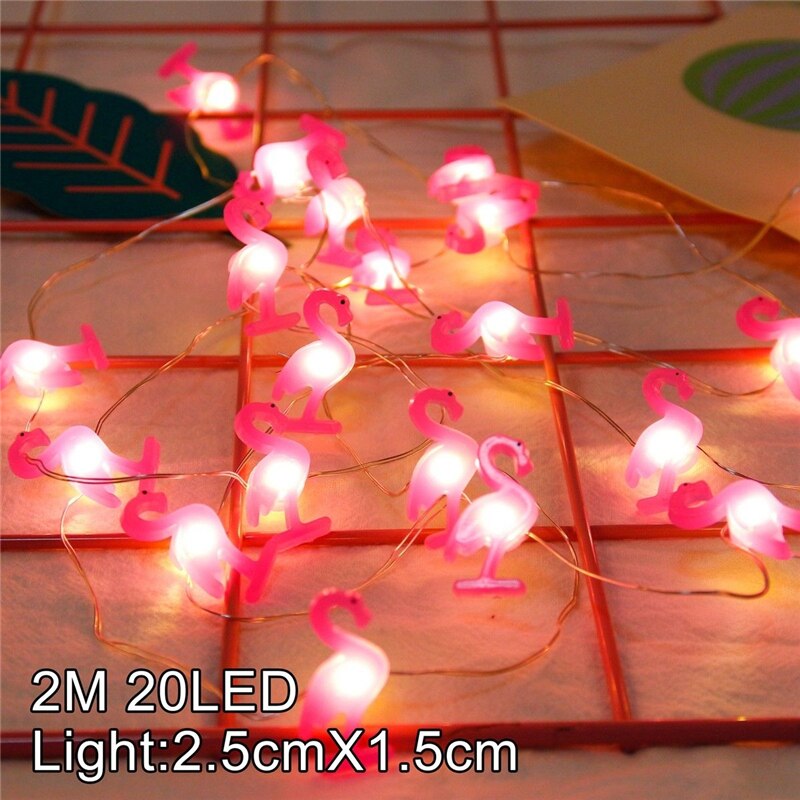 2M 20 LED String Light Cartoon Flamingo Cactus Heart Star Shape String Fairy Lights for Home Bedroom Party Decorations