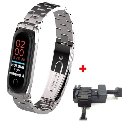 YUEDAER mi Band 4 correa de Metal para Xiaomi mi Band 4 correa de acero inoxidable mi Band 4 correas de muñeca mi lanese Loop mi Band4: Steel Sliver ad tool