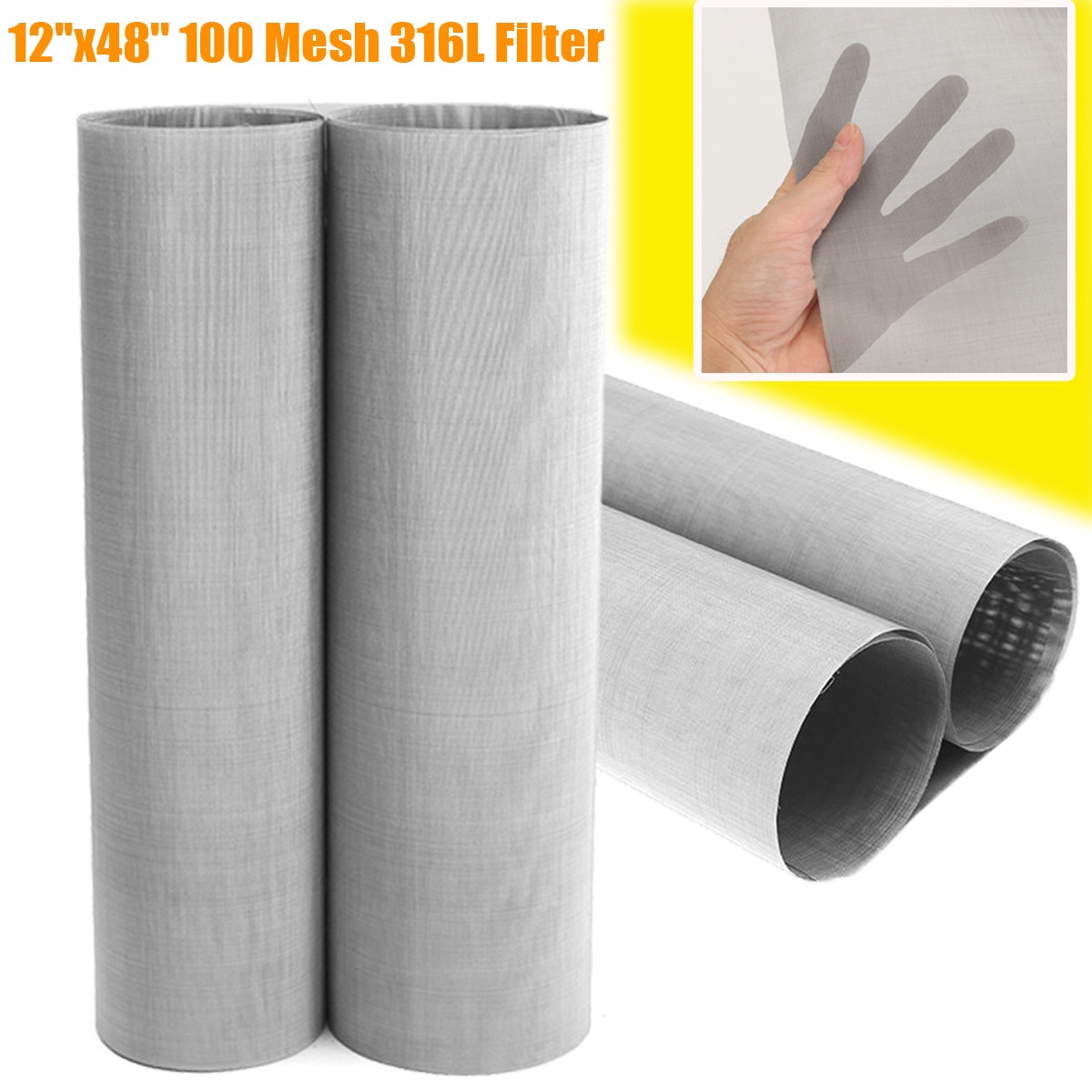100 Mesh 150 Micron 316 Stainless Steel Filtration Woven Wire Screen Dry Ice Water Oil Screen Filter 12x48