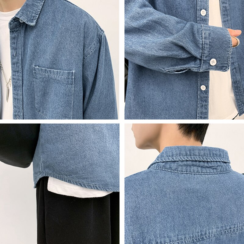 Chaquetas vaqueras de hombre único Breasted Harajuku calle Oversize 4XL Baggy adolescente-encuentro de primavera Retro prendas de vestir Casual