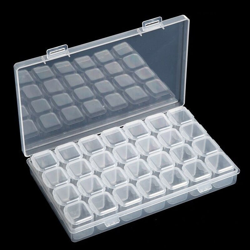 28/64 celler diy diamant maleri tilbehør diamant broderi opbevaringsboks arrangør container værktøjer: Snh 101- hvid