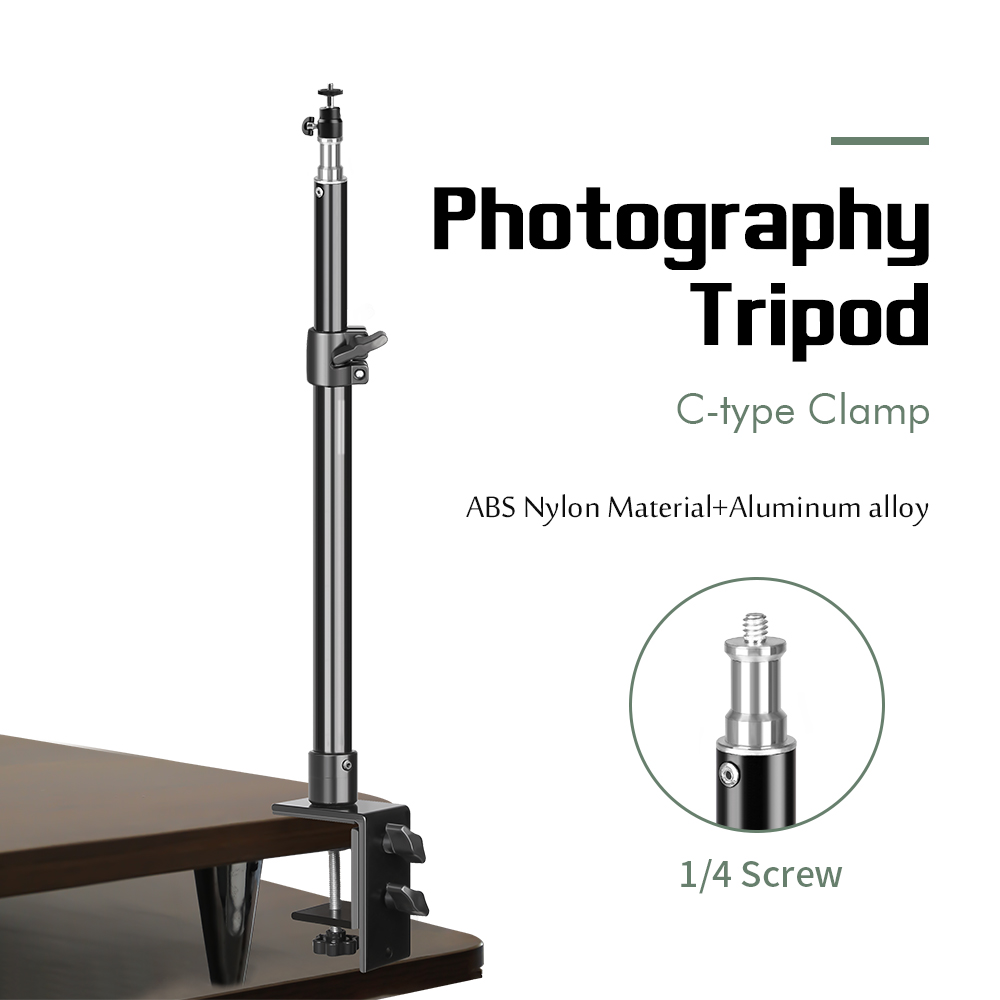 SH Desk Mount Stand,Adjustable Table Aluminum Light Stand With Standard 1/4 Screw Tip For Ring Light, Video Light