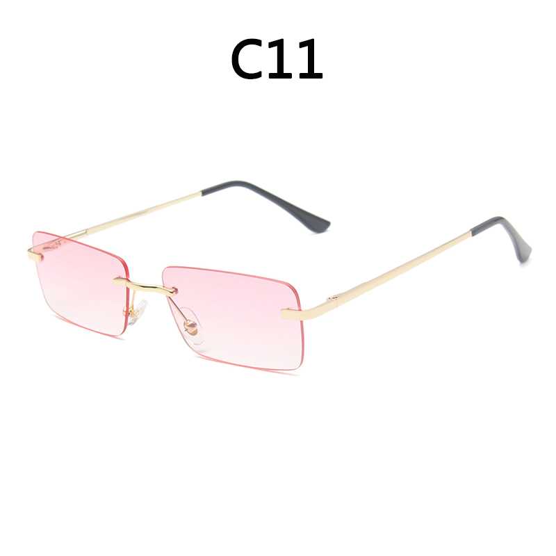 BOYSEEN Randlose Brille Mann Stilvolle Sonnenbrille Frau Rosa Blau Brillen UV400 Farbverlauf Sonnenbrille: Gold