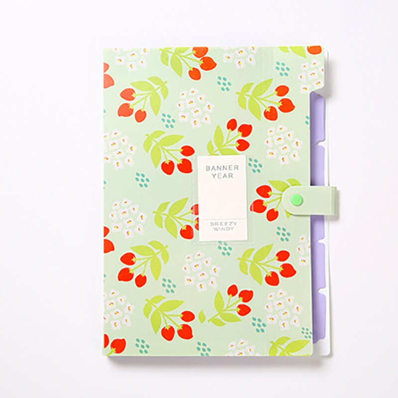 Floral 6 into the student file cover clamp small and pure and fresh data folder organ office stationery paper bag: Green flower