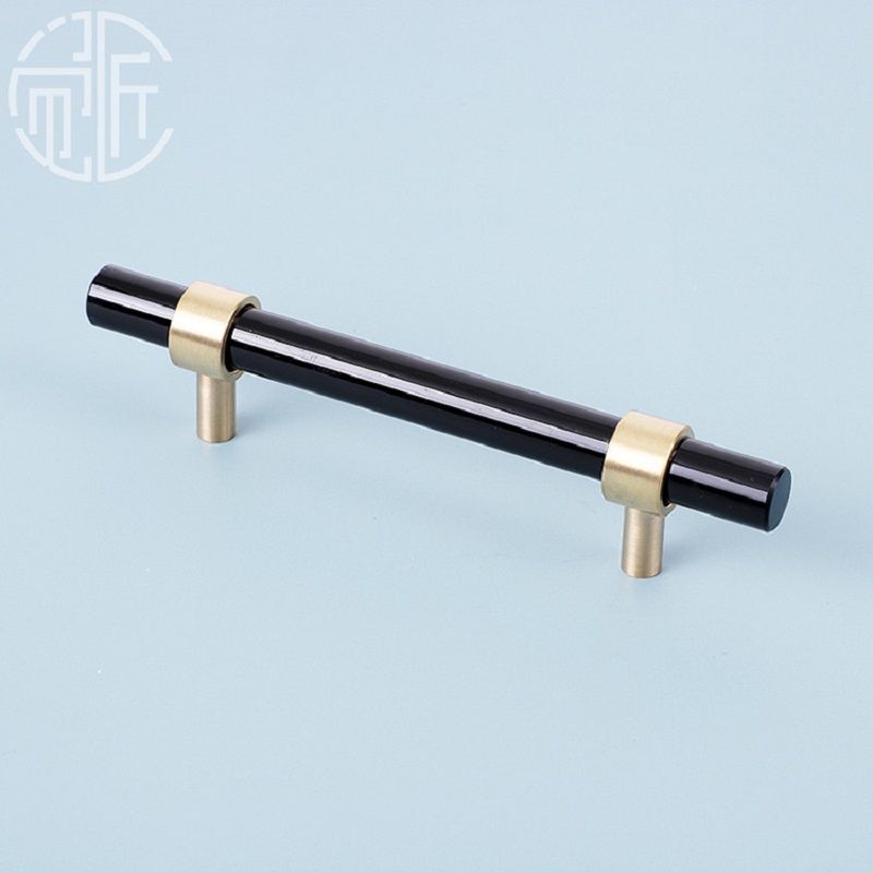 Poignée et boutons de porte d'armoire, style nordique moderne, pour armoire, commode, tiroir, cuivre pur, Double trou, cristal