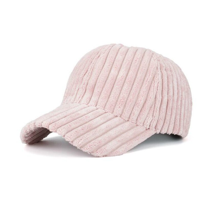 Warm Corduroy Winter Baseball Cap Outdoor Sport Blank Dikker Snapback Hoed Casual Plain Streep Trucker Hoed Bone: Roze