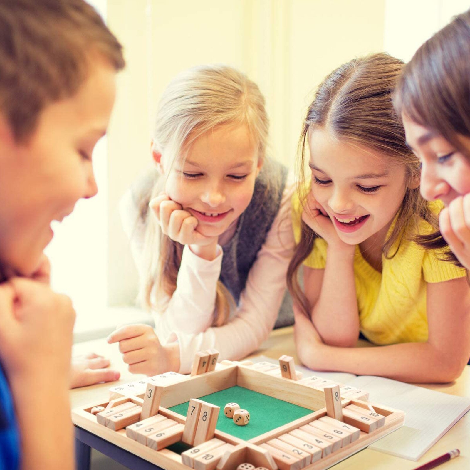 Children Traditional Four Sided Wooden 10 Number Pub Bar Board Dice Game For Shut The Box Wooden Memory Game Educational Toys