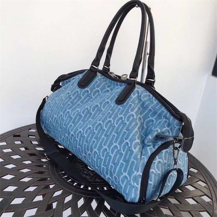 Travel Bag Denim Canvas Bag Large Capacity Double Head Zipper Long Distance Travel Bag Sports Fitness Bag Weekend Bag