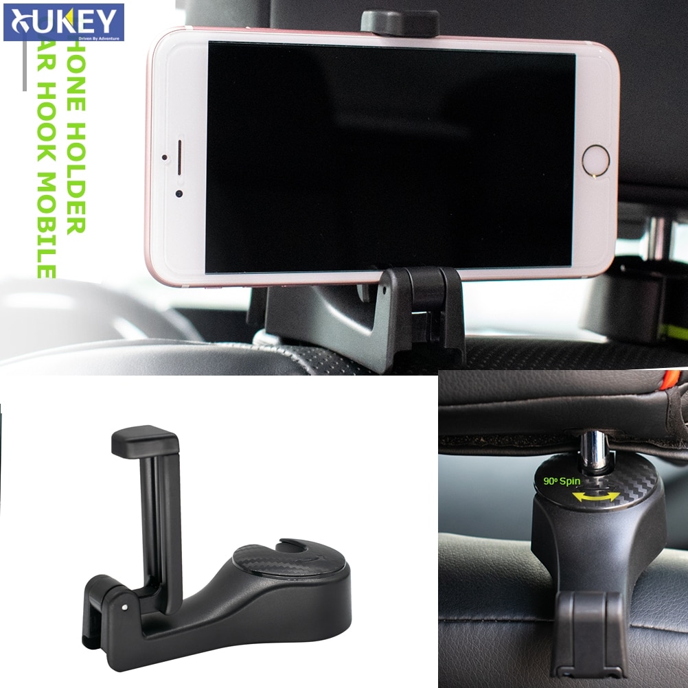 2 in 1 setetrekk hengende handlepose automatisk feste baksete henger nakkestøtte krok bil stol krok mobiltelefon oppbevaringsholder