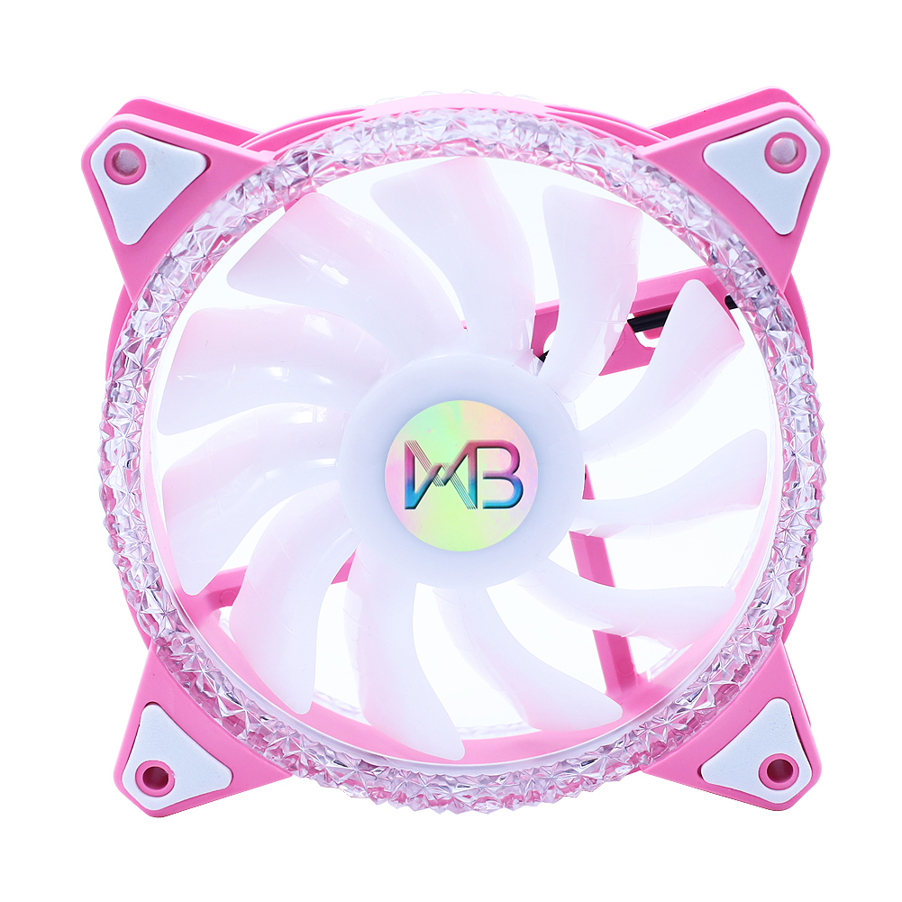 Wovibo-Ventilador silencioso con carcasa LED RGB , Enfriador de CPU de 120mm, Aura Sync, 12V, PWM, 6 pines, Diamante rosa