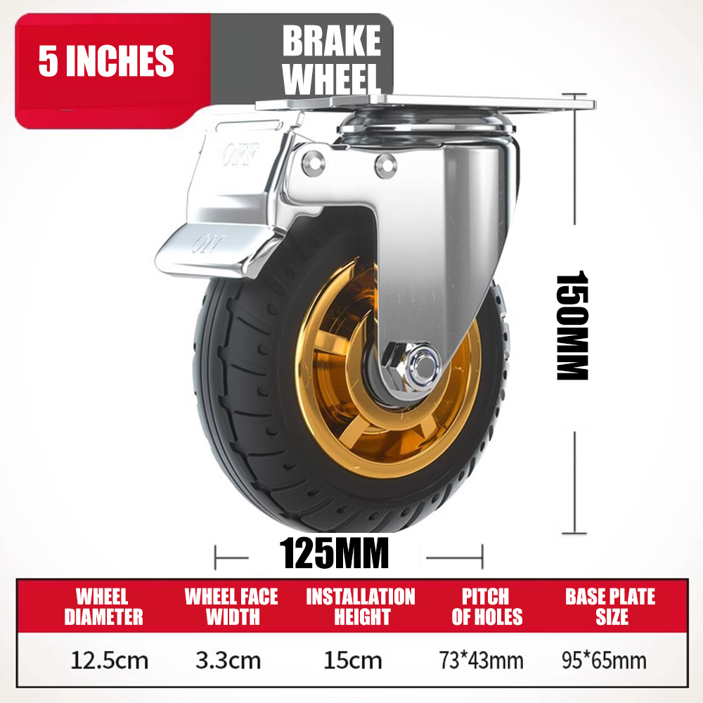 Caster Wheels 3/4/5inches Side Mount Small Rubber Furniture Castors Swivel Cartwheels for Trolley Cabinet: green
