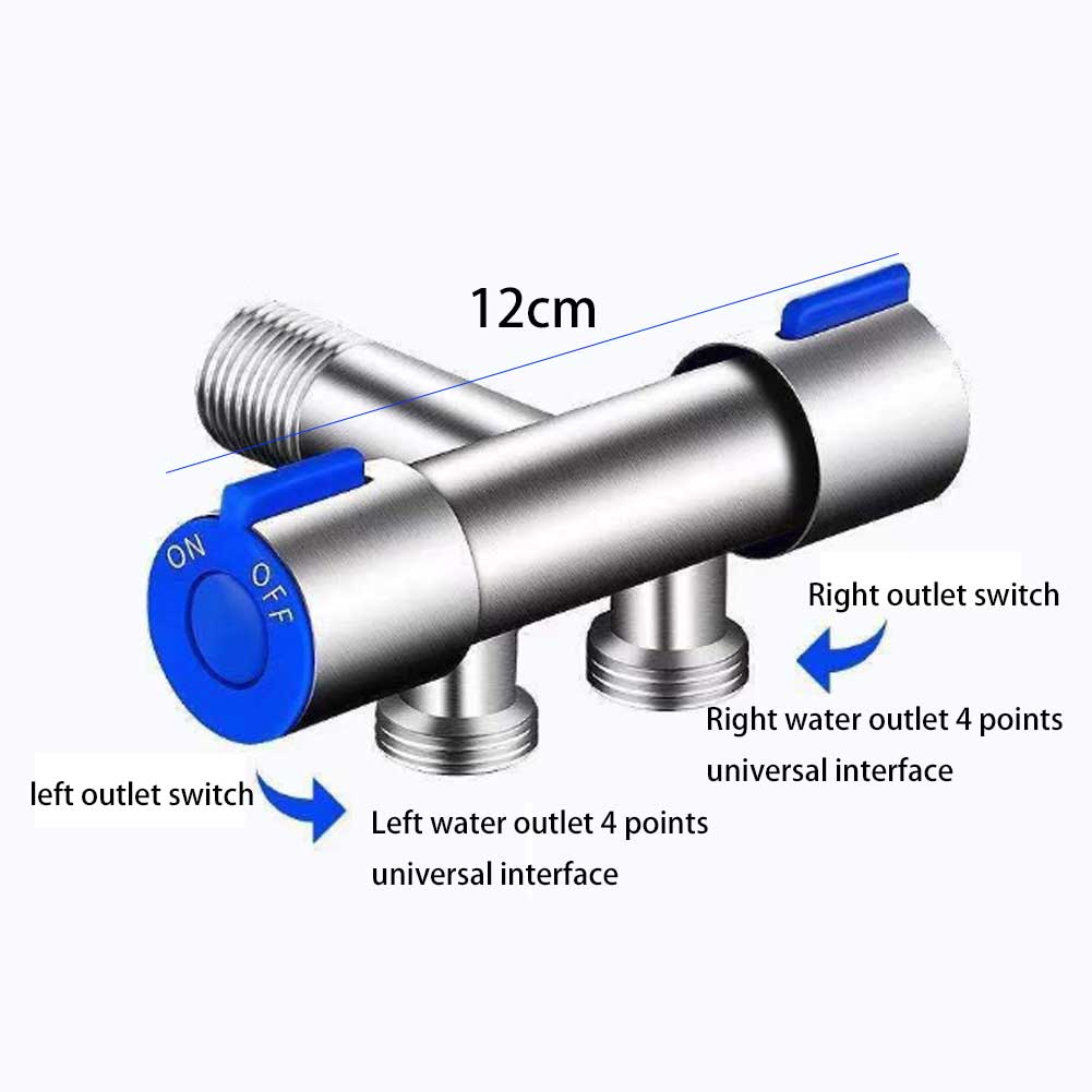 Double Handle Stainless Steel Cold Water Faucet One-In And Two Out Three-way Angle Valve Diverter Washing Machine Special Faucet