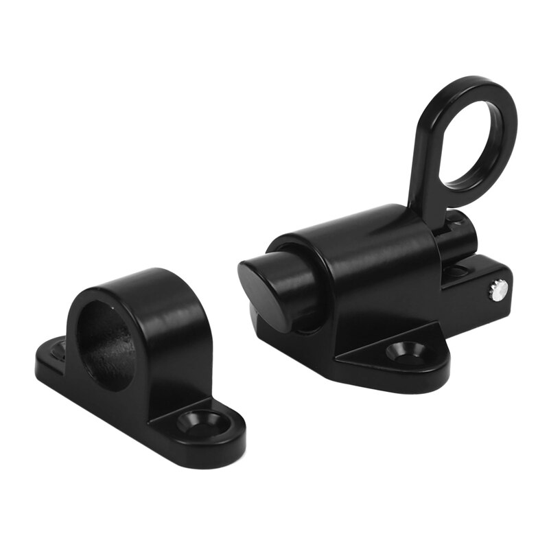 2X Aluminum Alloy Security Automatic Window Gate Lock Spring Bounce Door Bolt Latch, Black