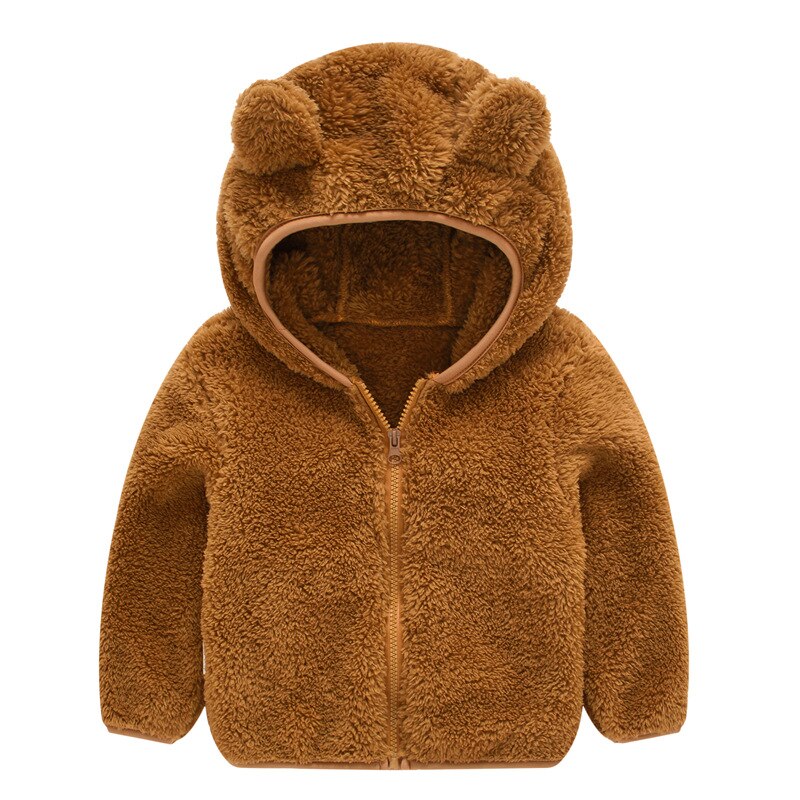 Baby Winter Jas Kleding Met Leuke Oor Baby Jongens Meisjes Lange Mouwen Rits Jas Effen Katoen Hooded Warme Jas pluche Uitloper