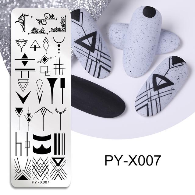 PICT YOU-plantillas para estampado de uñas, plantilla para estampado de uñas con formas geométricas, imagen DIY de hojas de animales para pulir uñas: PYX007