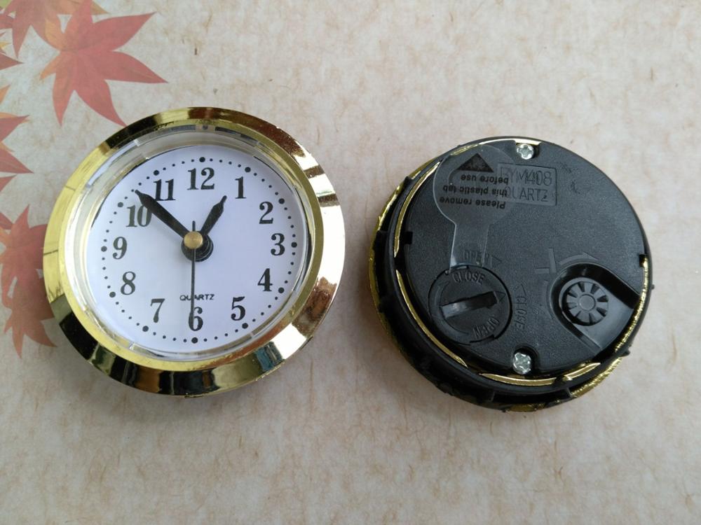 2 Pieces Plastic Gold Rim Face Diameter 50MM Insert Quartz Clock for Built - in Clock DIY Craft Desk Clock
