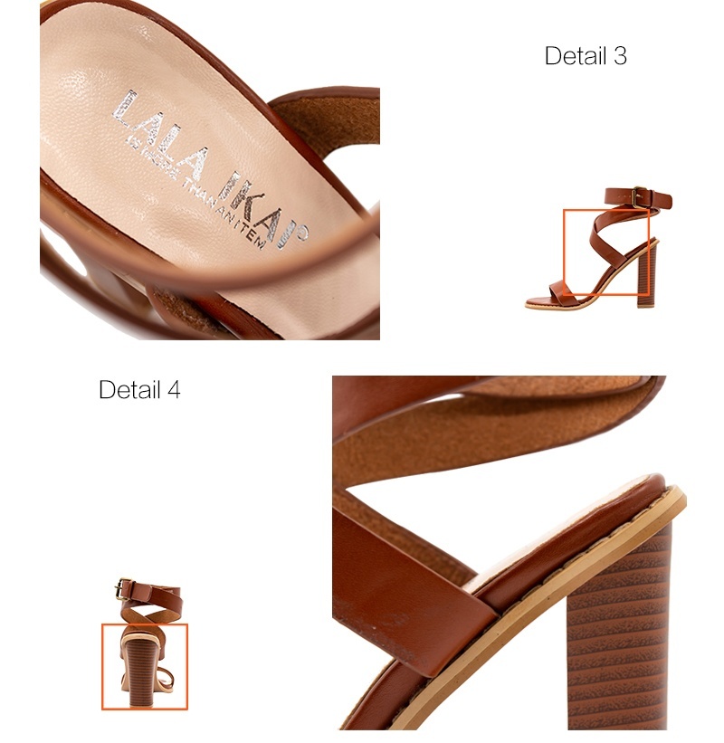 Women Retro Buckle Strap Sandal Shoes PU Women Square Heels Sandals Casual Gladiator Shoes High Heels Footwear