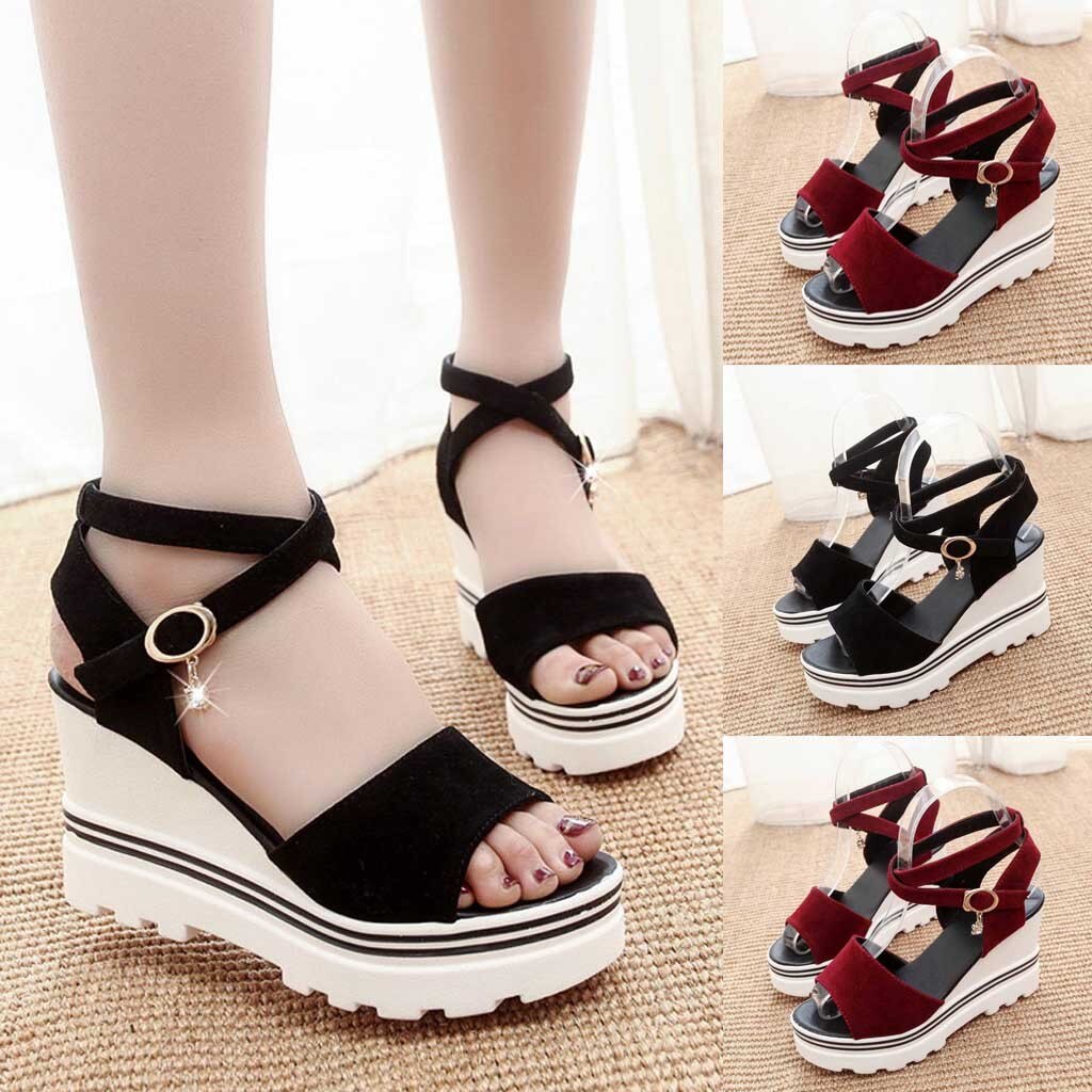 Summer Cross-tied Platform Sandal For Women Summer Buckle Strap Non-slip Sandal Woman Shoes Chaussures Femme