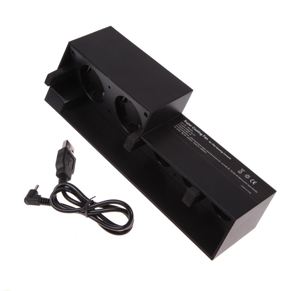 Zwart Plastic Dc 5V Usb Externe Turbo Temperatuurregeling Cooling 5 Fan Koeler Geschikt Voor Sony PS4 Console 223X76X53Mm