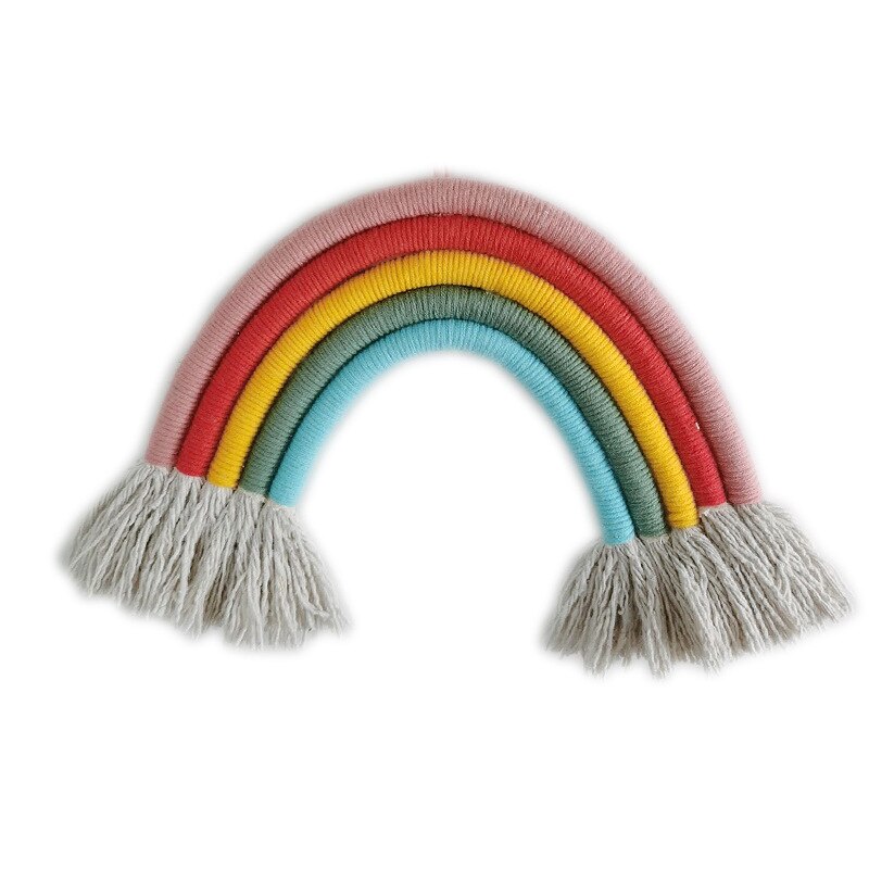 Adornos colgantes de arcoíris tejidos a mano, decoración de pared para habitación de bebés y niñas, colgantes para guardería, accesorios para habitación de niños: 5