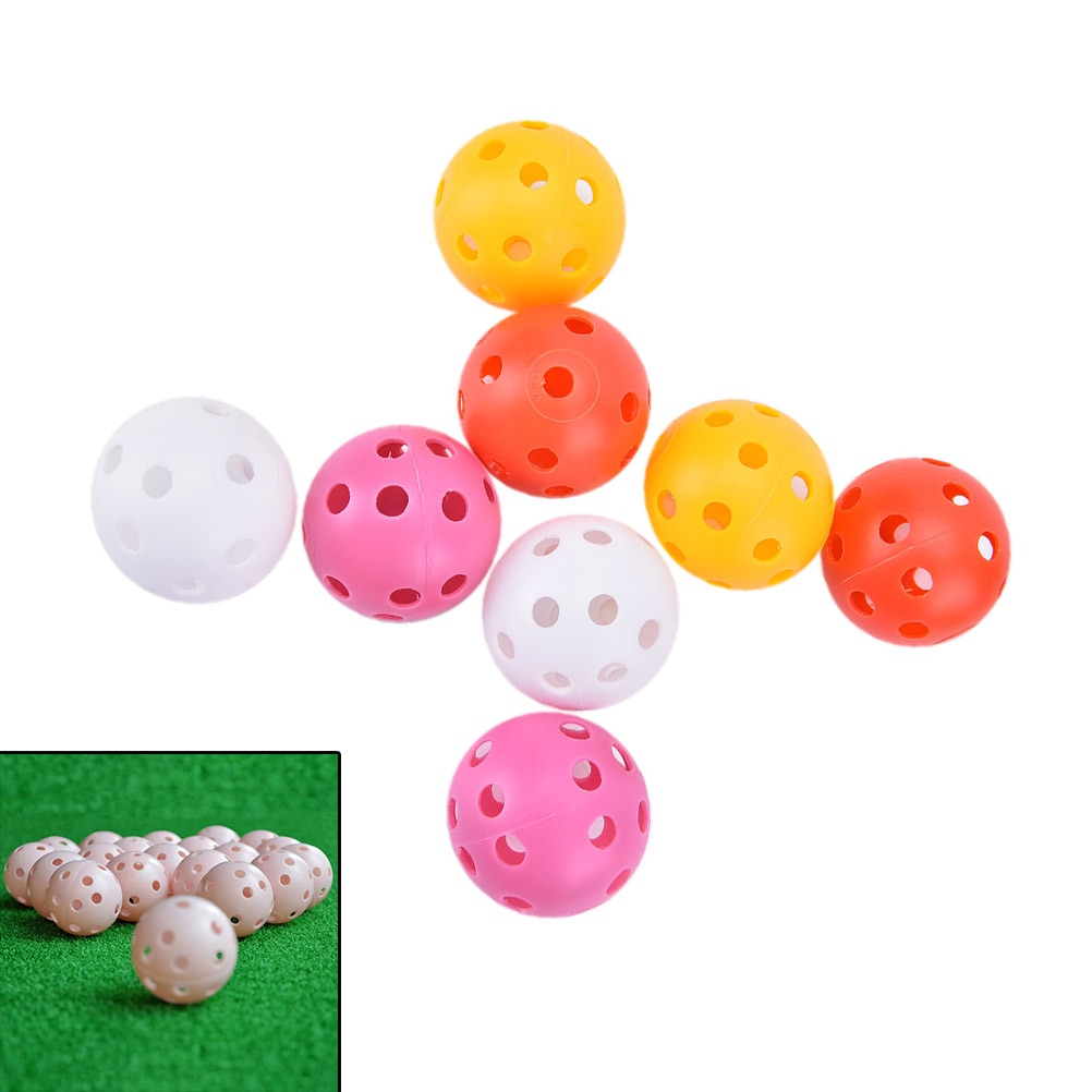 20 st plast golfbollar whiffle luftflöde ihåliga golf träning träning sport bollar slumpmässiga färger
