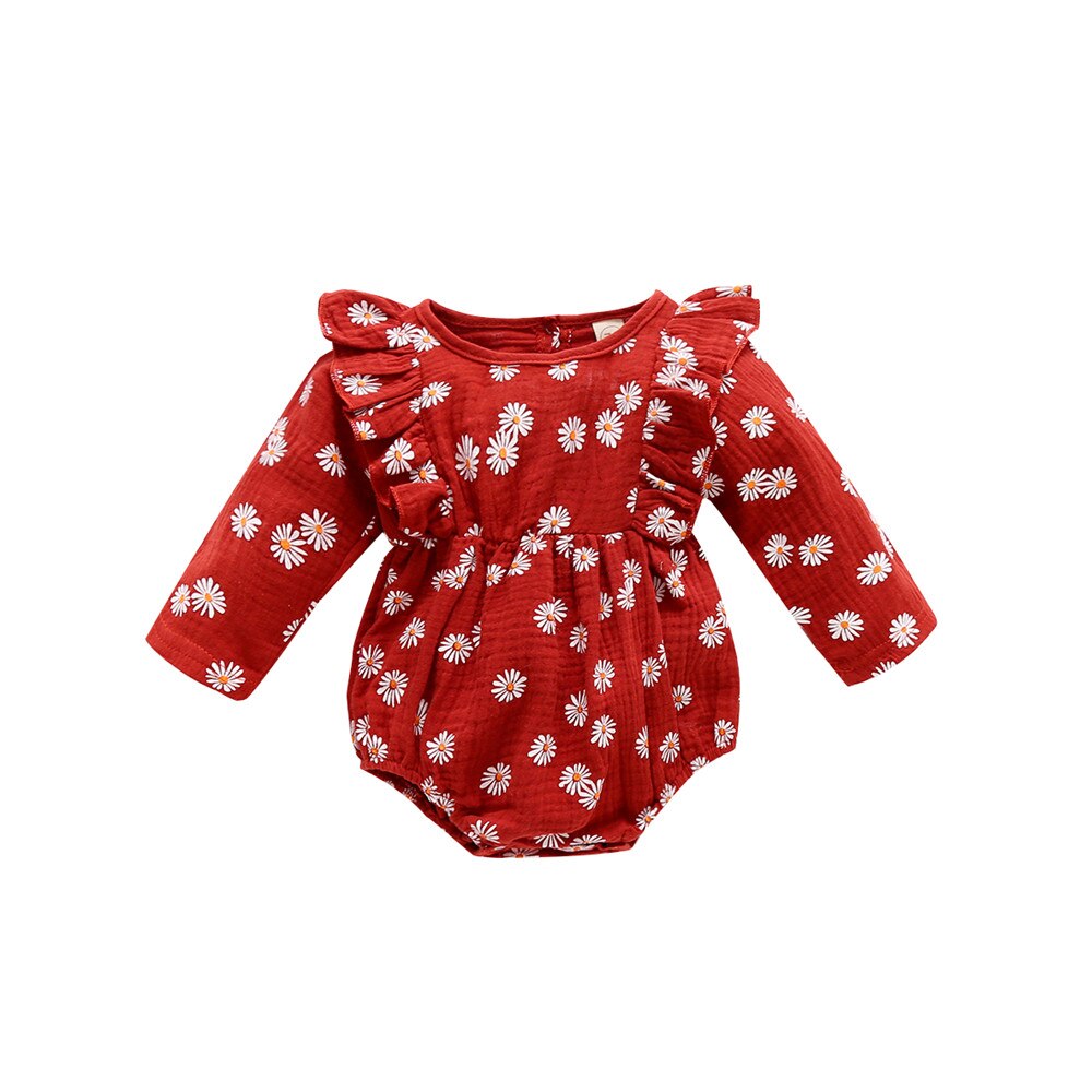 Baby's Girls Romper Daisy Ruffled Round Neck Long ... – Grandado