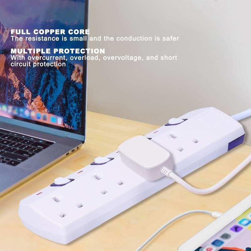 UK Plug 250V 13A 4-Outlets Power Strip Outlet Extension Socket Multifunctional Electrical Socket