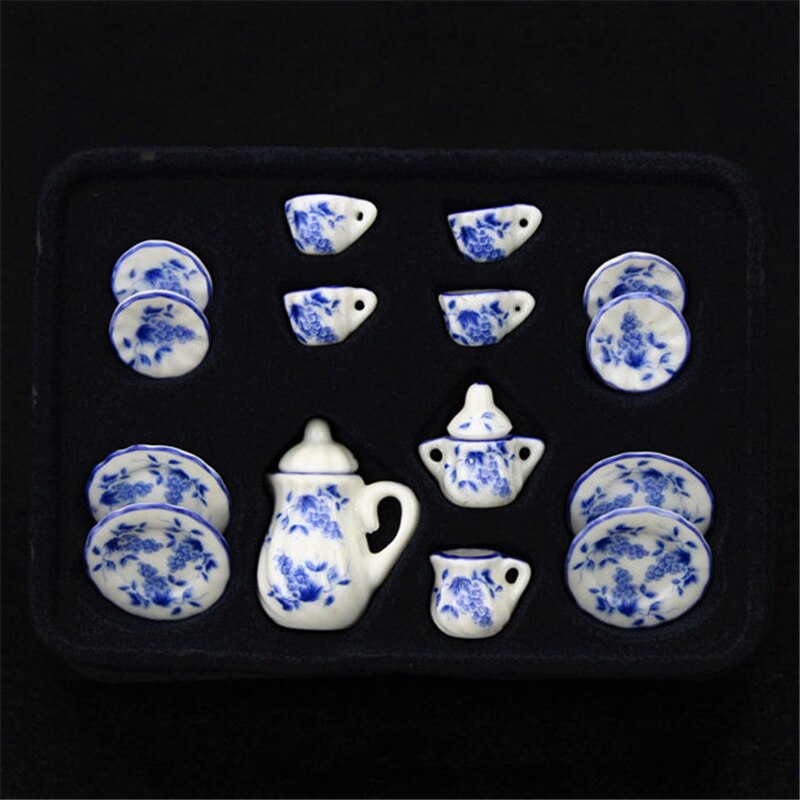 1:12 miniatur 15 stücke Porzellan Tee Tasse Set Chintz Blume Küche Geschirr Puppenhaus Möbel Spielzeug Für Kinder 19 Muster: SC0009